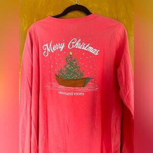 Holiday! Vineyard vines, Tree and boat, long sleeve tee, NWT, XL, jetty Red